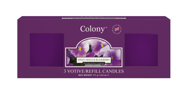 Wax Lyrical - Colony Fragranced 3 Votive Refill Box Sweet Violet & Blackberry